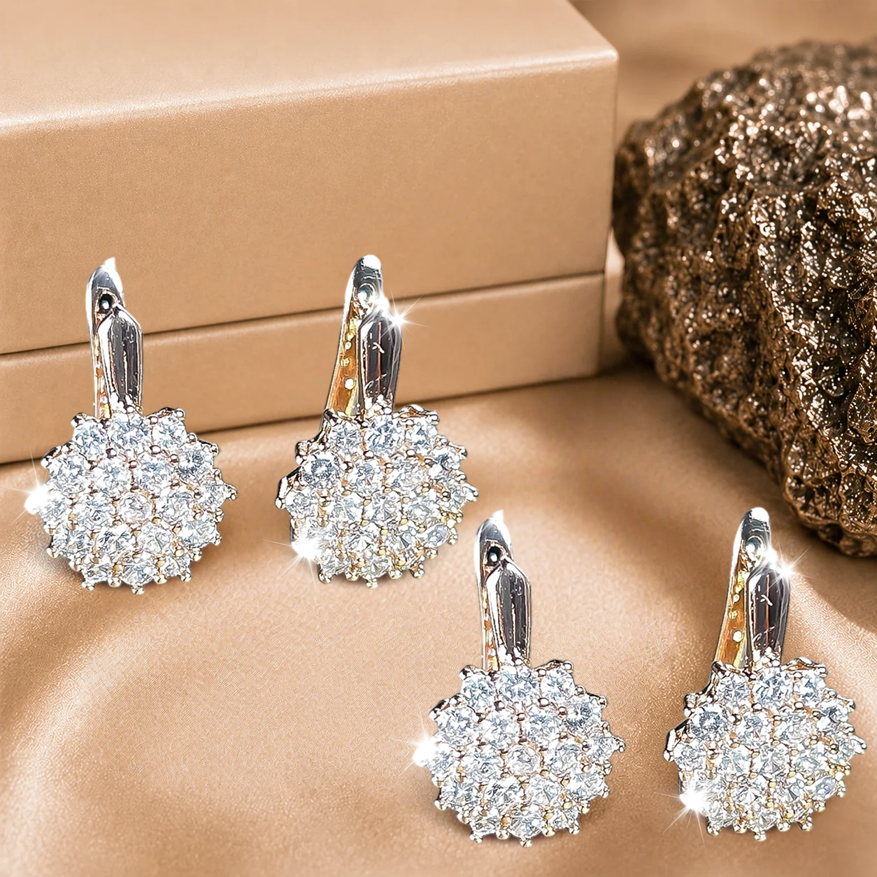 2 PAIRS 💎 Champagne Teardrop + Champagne Teardrop